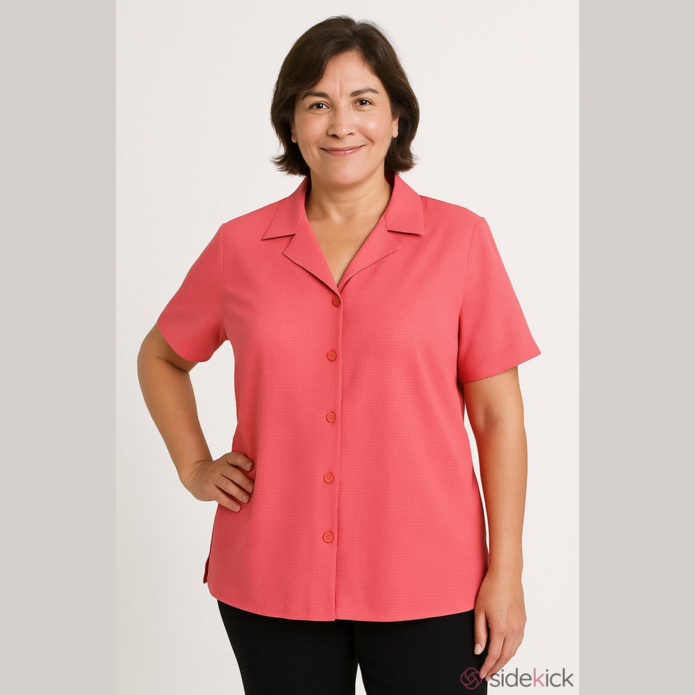 Blassport Women's Large Coral Short Sleeve Blouse